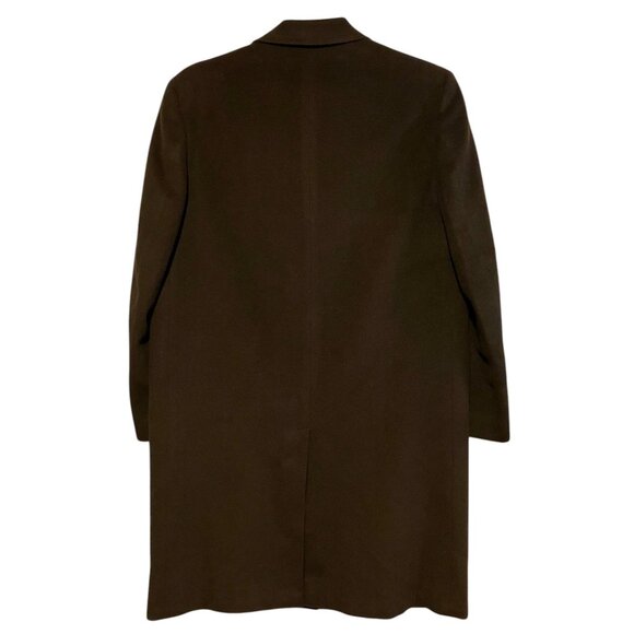 Vintage Mens Cashmere Blend Overcoat L Coat Jacket Single Breasted Neutral - Picture 6 of 10